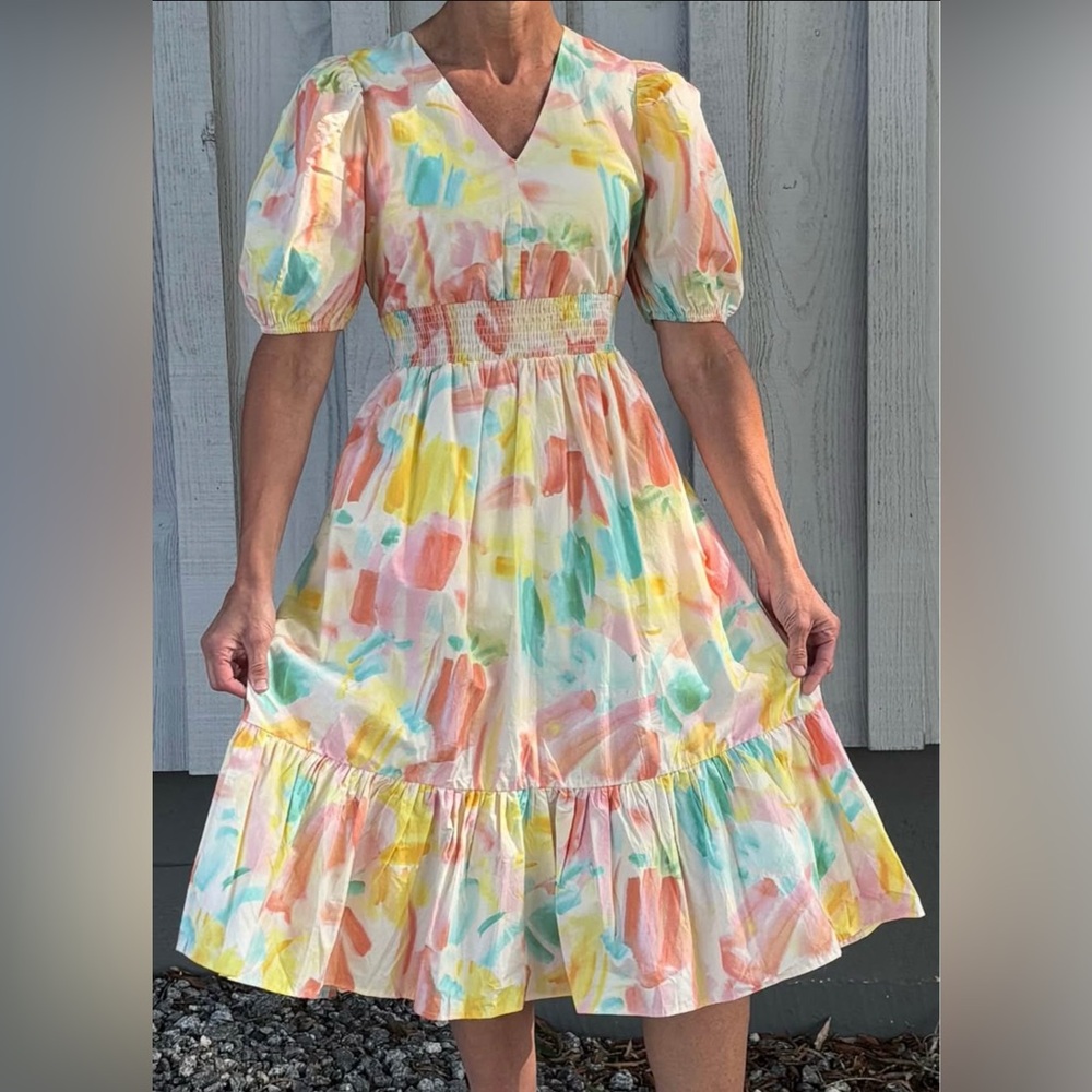 Pinch - Watercolor Pastel Print Midi Dress